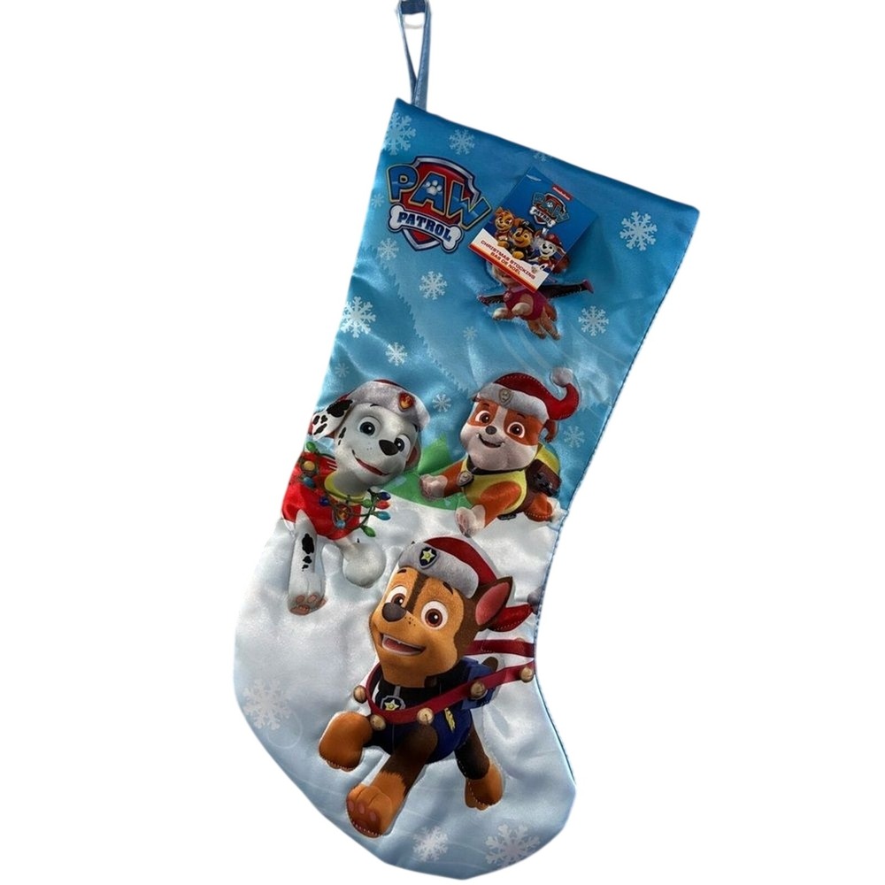 Paw Patrol Blue Holiday Stocking: Ryder, Chase, Skye & Rubble 18" NEW